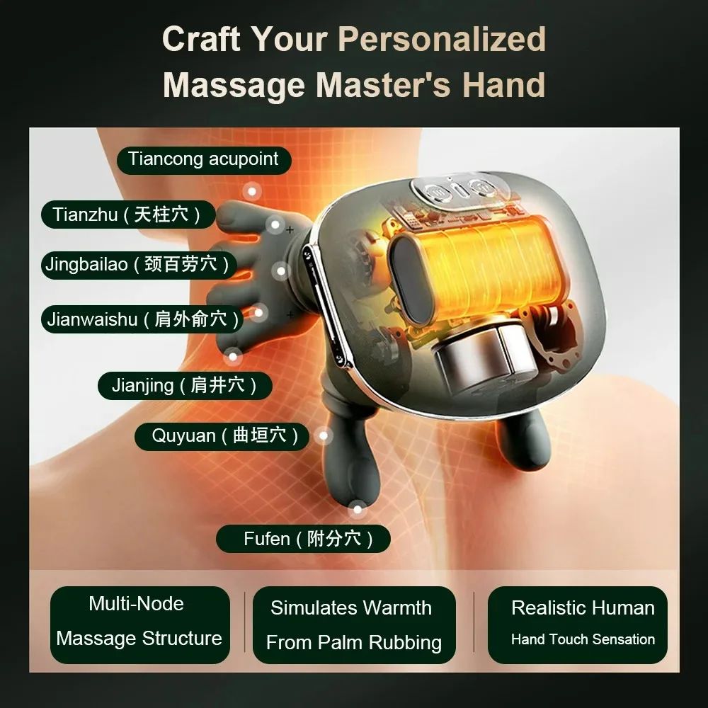 Neck Massager Finger Pressure Shiatsu Neck Back and Shoulder Massager Electric Kneading Neck Deep Massage Muscle Relax