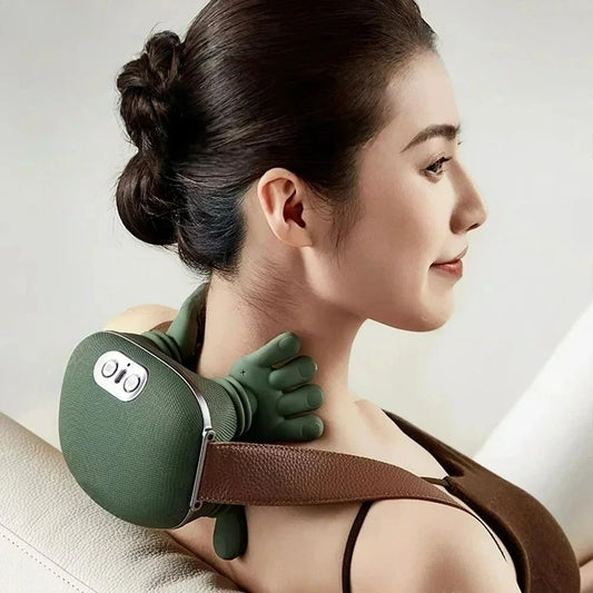 Neck Massager Finger Pressure Shiatsu Neck Back and Shoulder Massager Electric Kneading Neck Deep Massage Muscle Relax